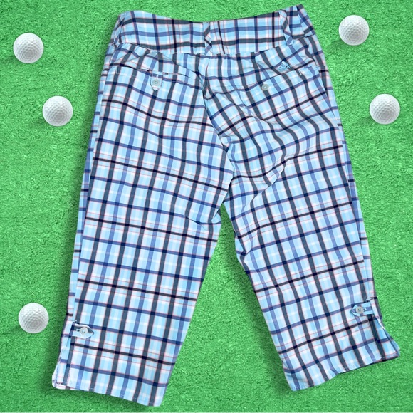 Adidas Climalite Blue & Peach Plaid Golf Capris Womens Aeroready - Size 2 - Picture 3 of 6